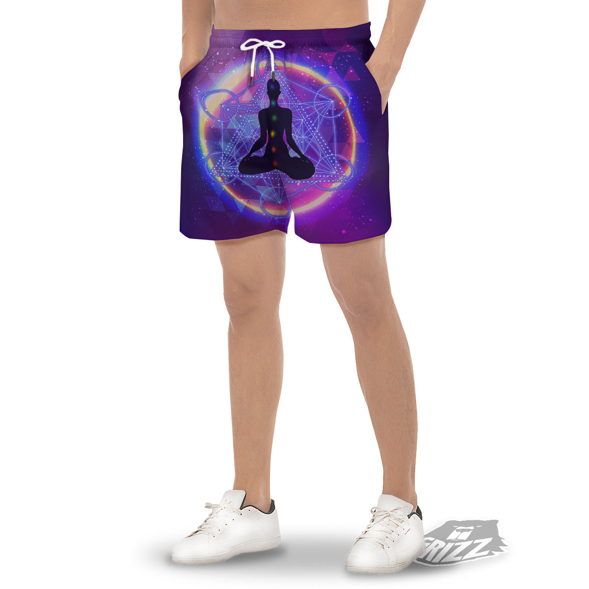 Aura Chakras Colorful Print Men's Gym Shorts-grizzshop