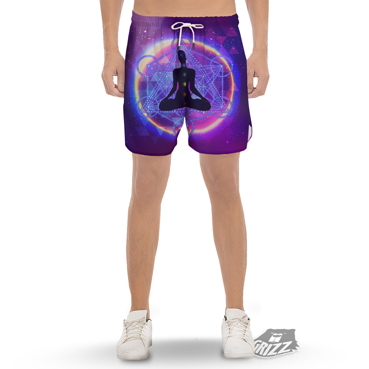 Aura Chakras Colorful Print Men's Gym Shorts-grizzshop
