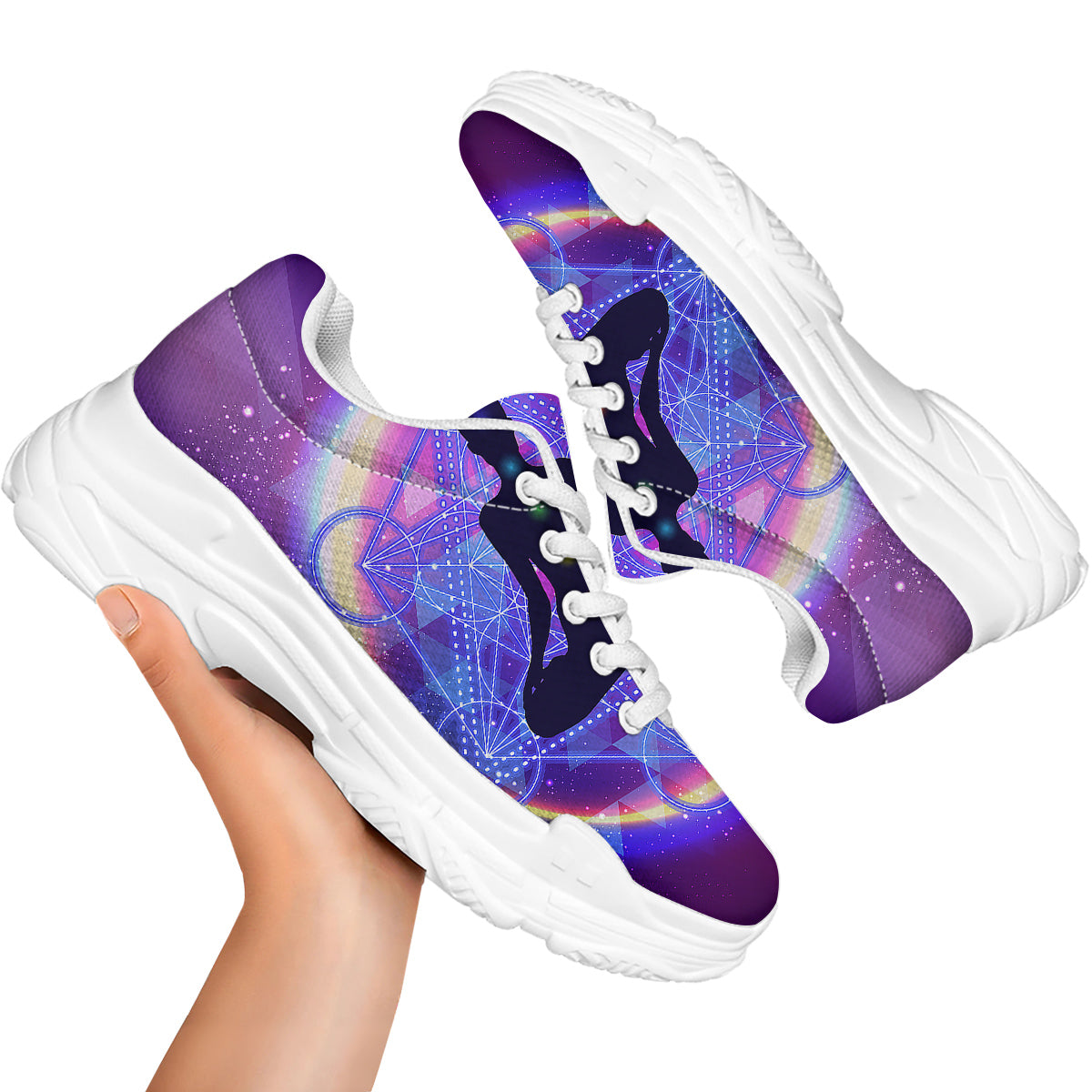 Aura Chakras Colorful Print White Chunky Shoes-grizzshop