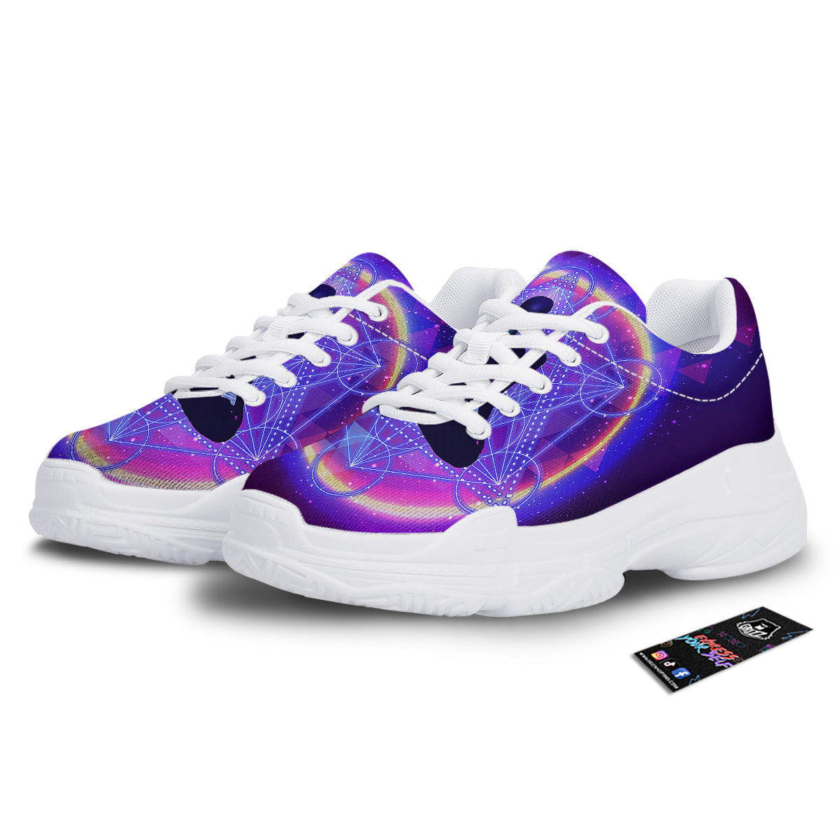 Aura Chakras Colorful Print White Chunky Shoes-grizzshop