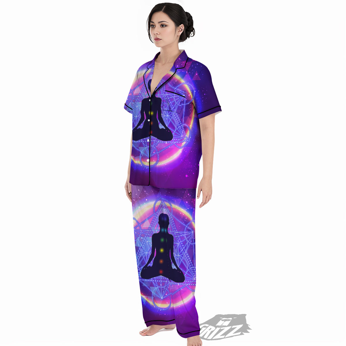 Aura Chakras Colorful Print Women's Pajamas Set-grizzshop