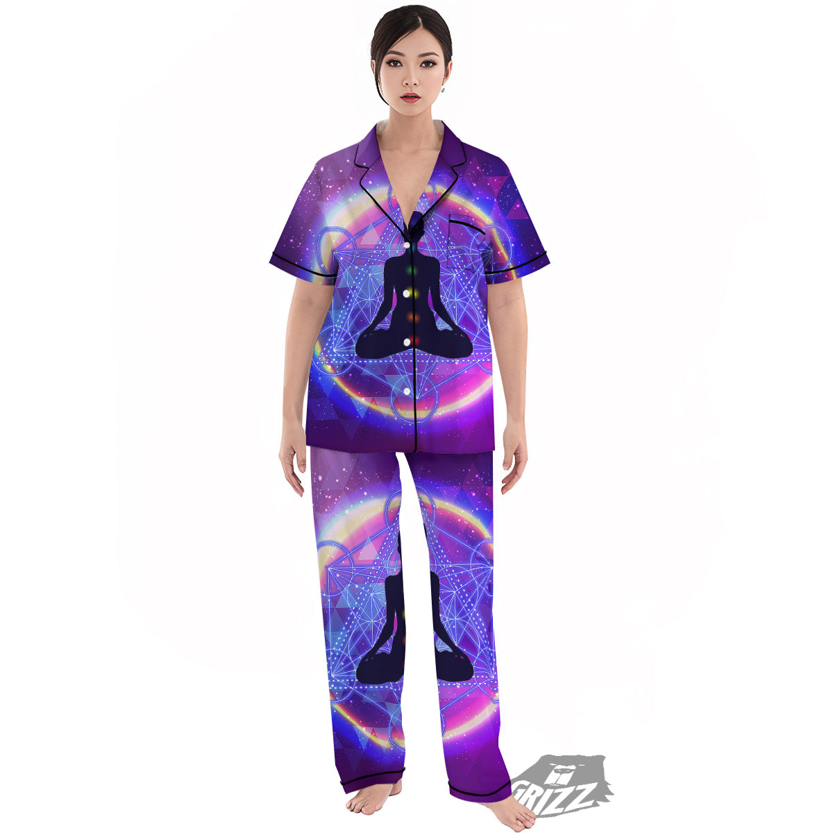 Aura Chakras Colorful Print Women's Pajamas Set-grizzshop