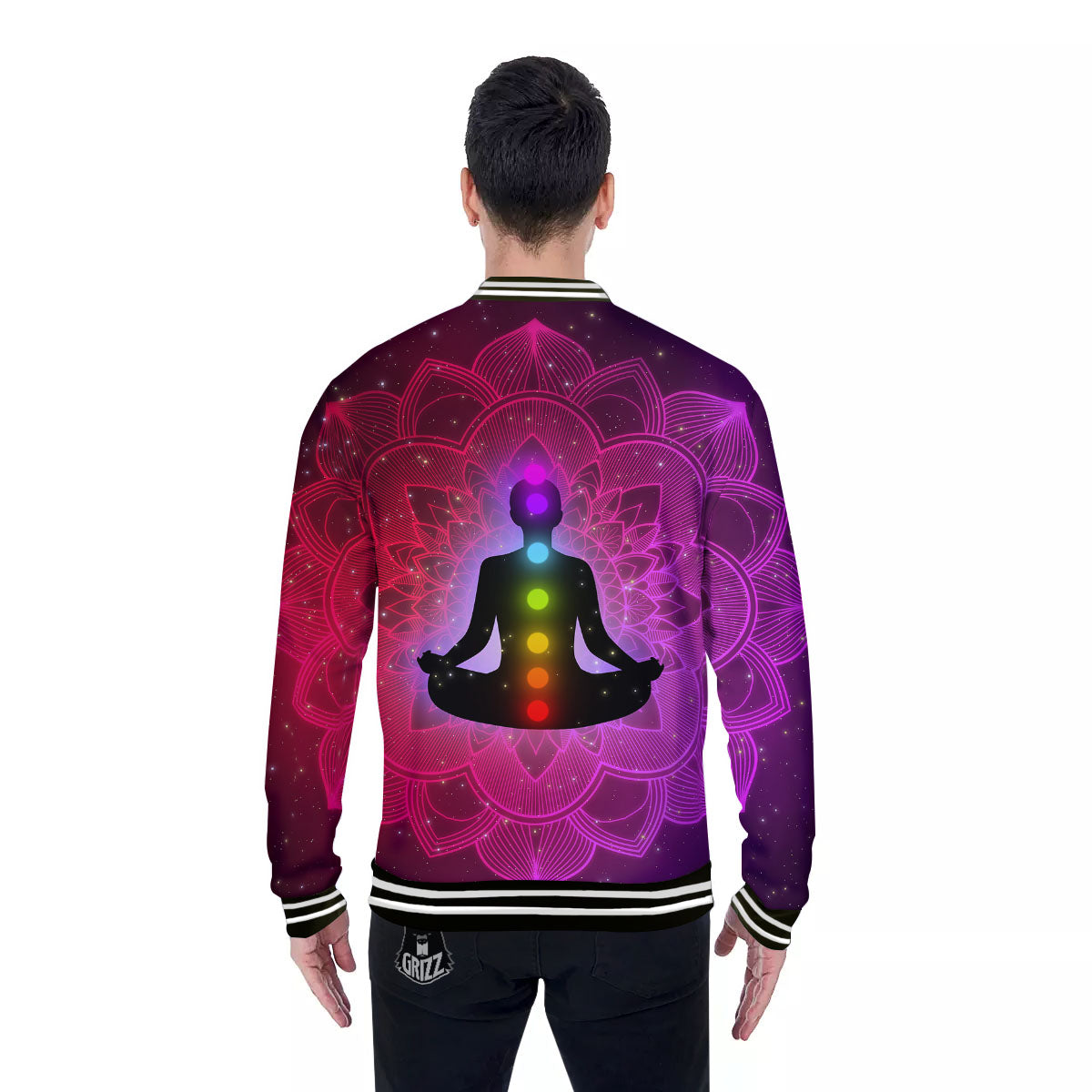 Aura Mandala Chakras Print Baseball Jacket-grizzshop