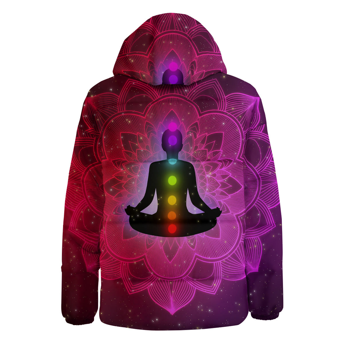 Aura Mandala Chakras Print Down Jacket-grizzshop