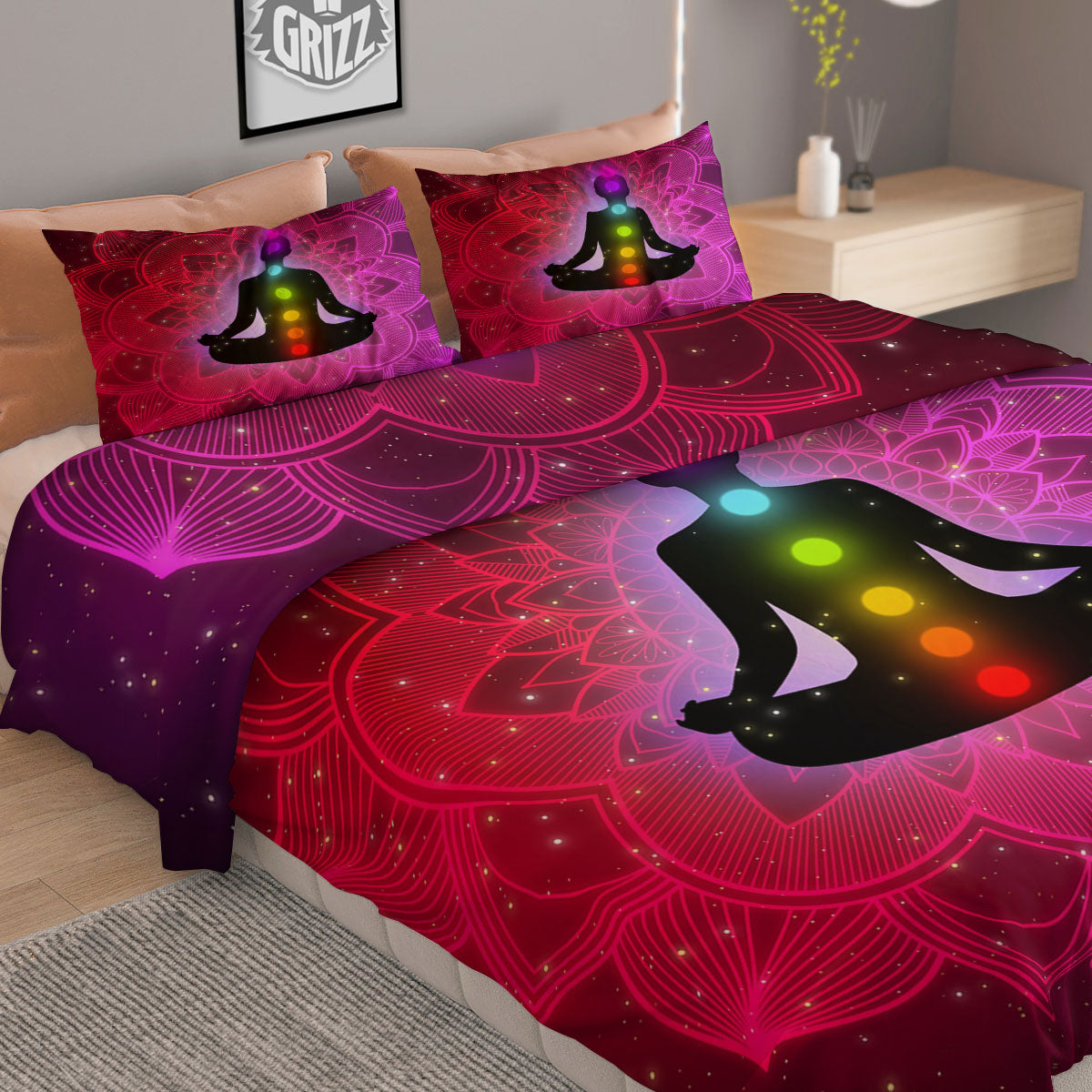 Aura Mandala Chakras Print Duvet Cover Bedding Set
