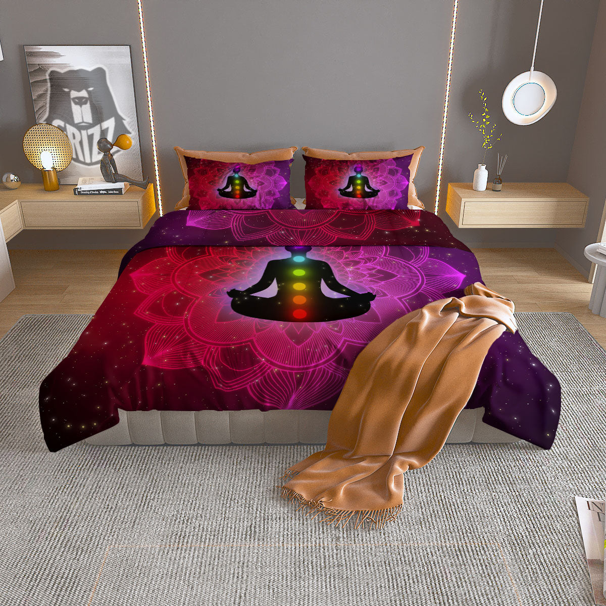 Aura Mandala Chakras Print Duvet Cover Bedding Set