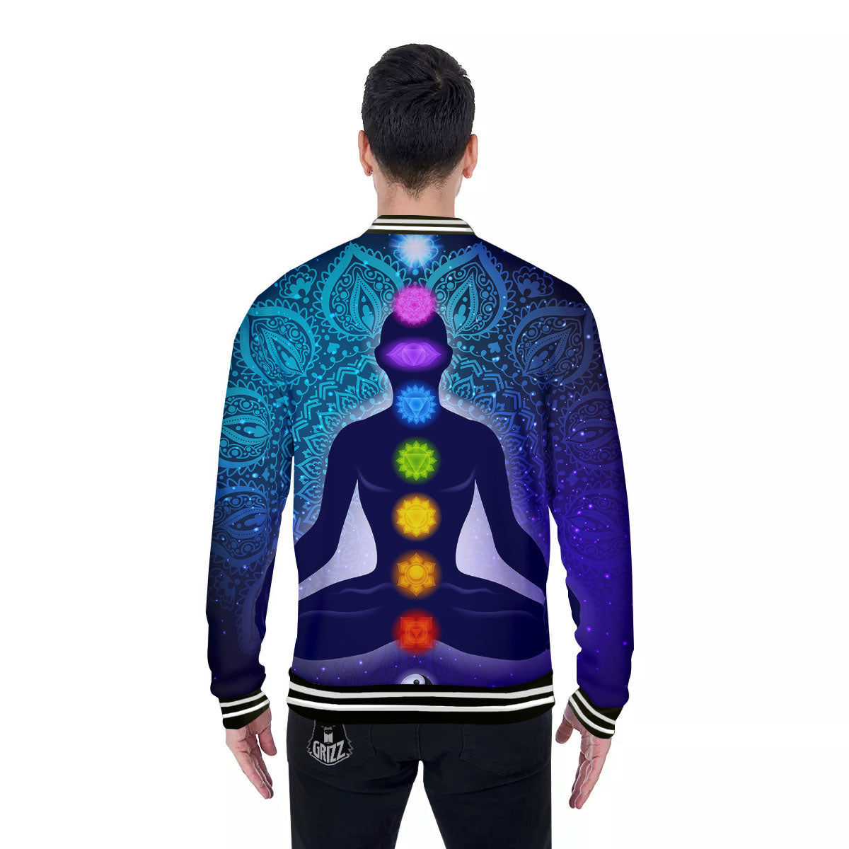 Aura Nine Chakras Print Baseball Jacket-grizzshop