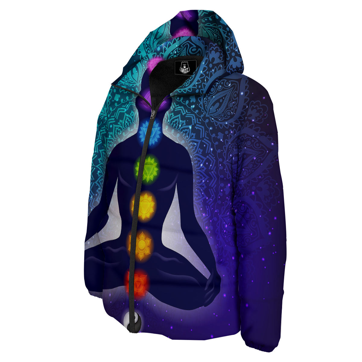 Aura Nine Chakras Print Down Jacket-grizzshop