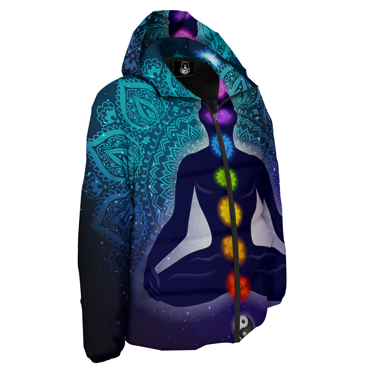 Aura Nine Chakras Print Down Jacket-grizzshop