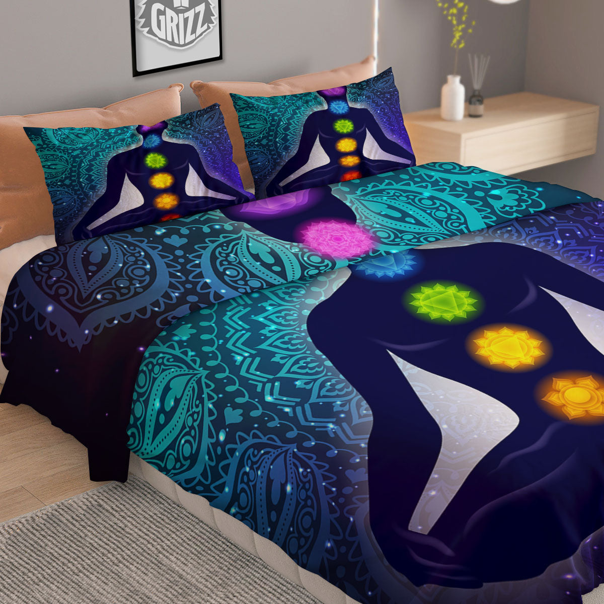 Aura Nine Chakras Print Duvet Cover Bedding Set