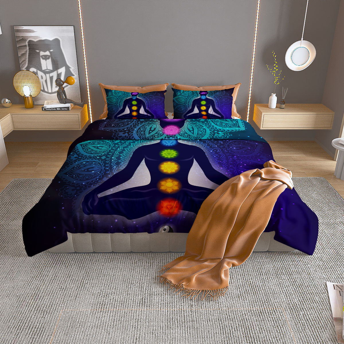 Aura Nine Chakras Print Duvet Cover Bedding Set