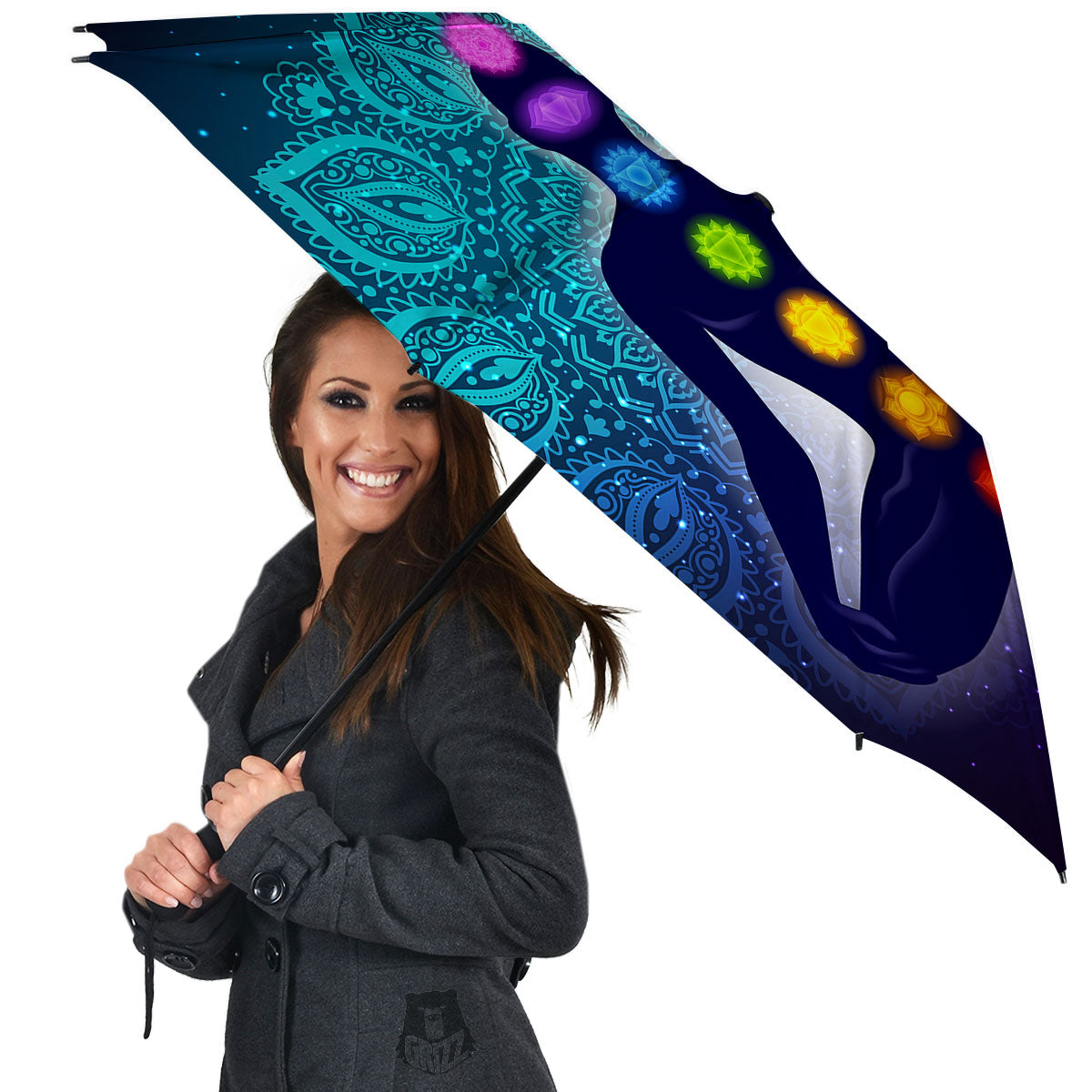 Aura Nine Chakras Print Umbrella-grizzshop