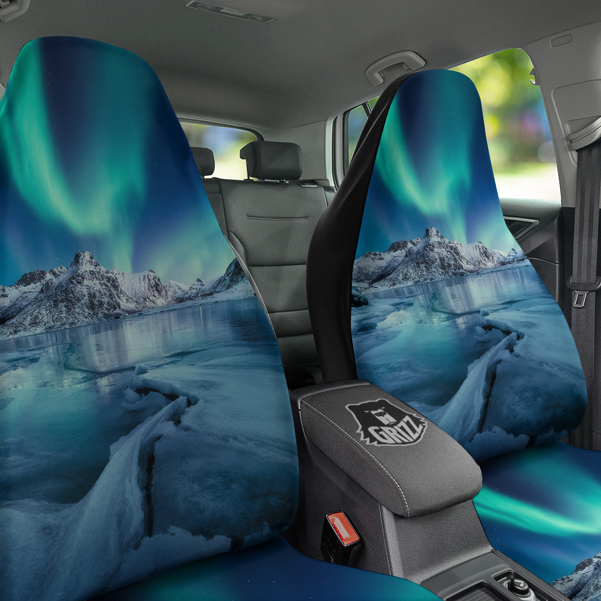 Aurora Borealis Blue Print Car Seat Covers-grizzshop