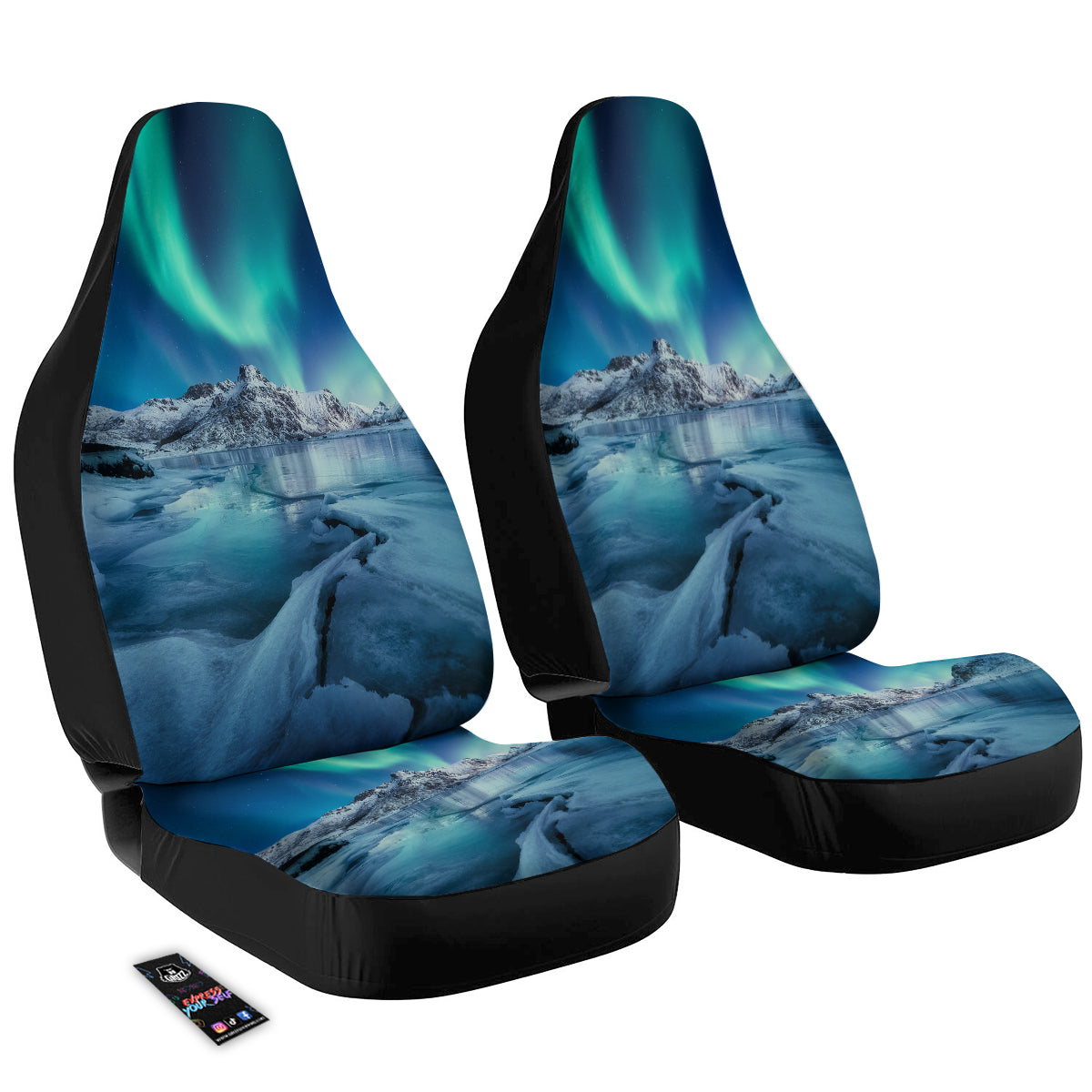 Aurora Borealis Blue Print Car Seat Covers-grizzshop