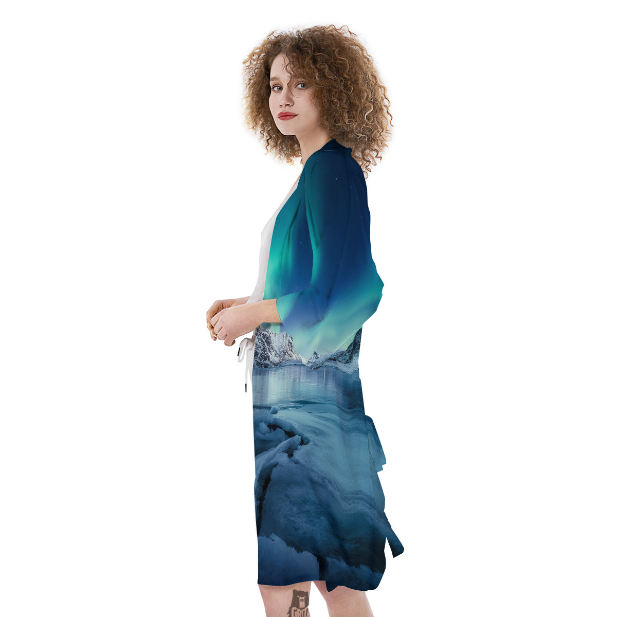 Aurora Borealis Blue Print Kimono-grizzshop