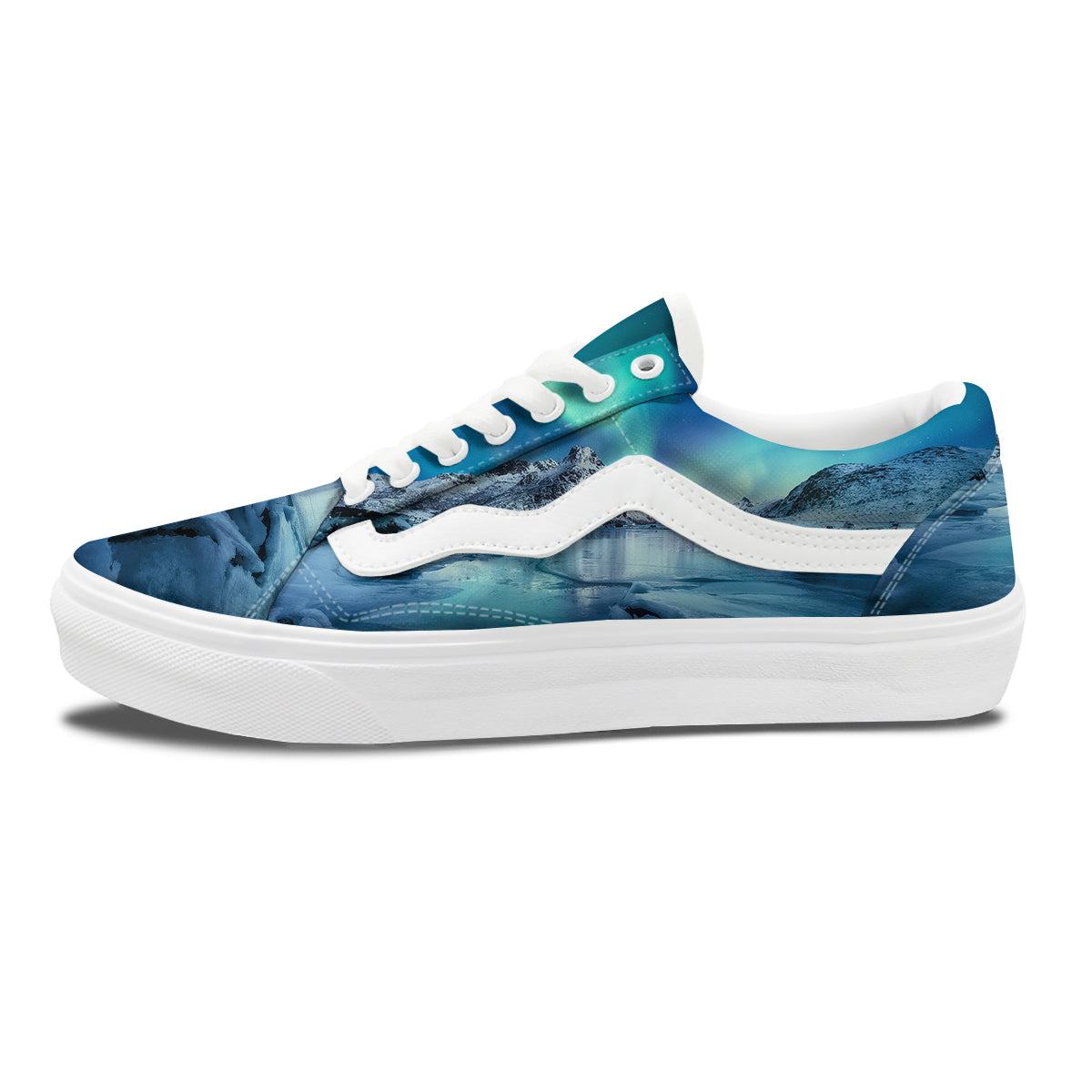 Aurora Borealis Blue Print Skate Shoes-grizzshop