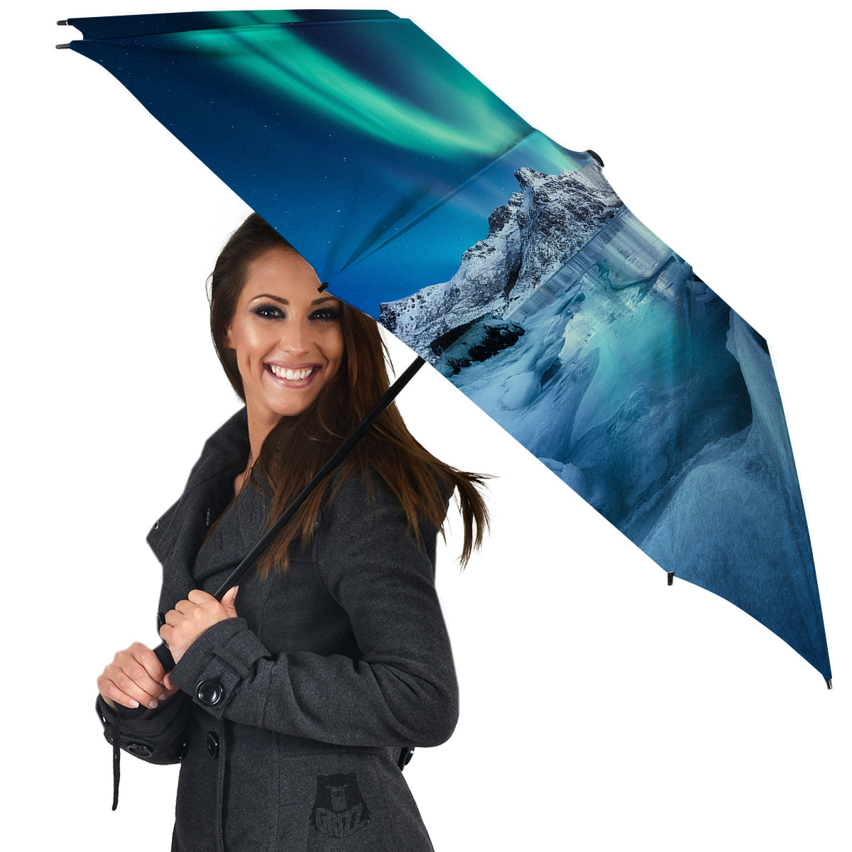 Aurora Borealis Blue Print Umbrella-grizzshop