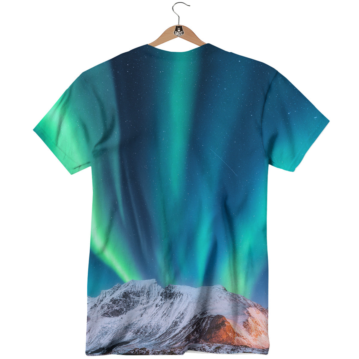 Aurora Green Northern Lights Print T-Shirt-grizzshop