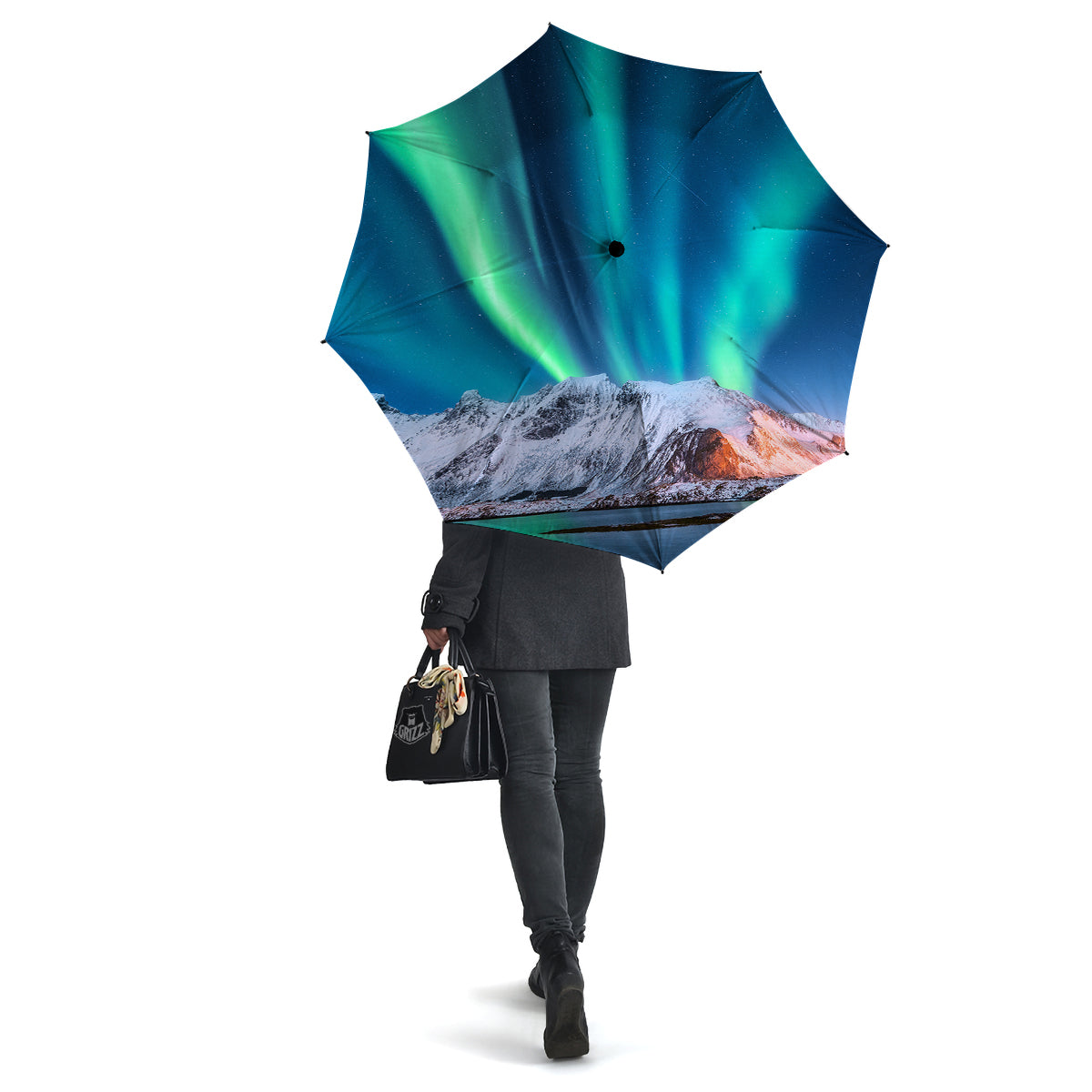 Aurora Green Northern Lights Print Umbrella-grizzshop