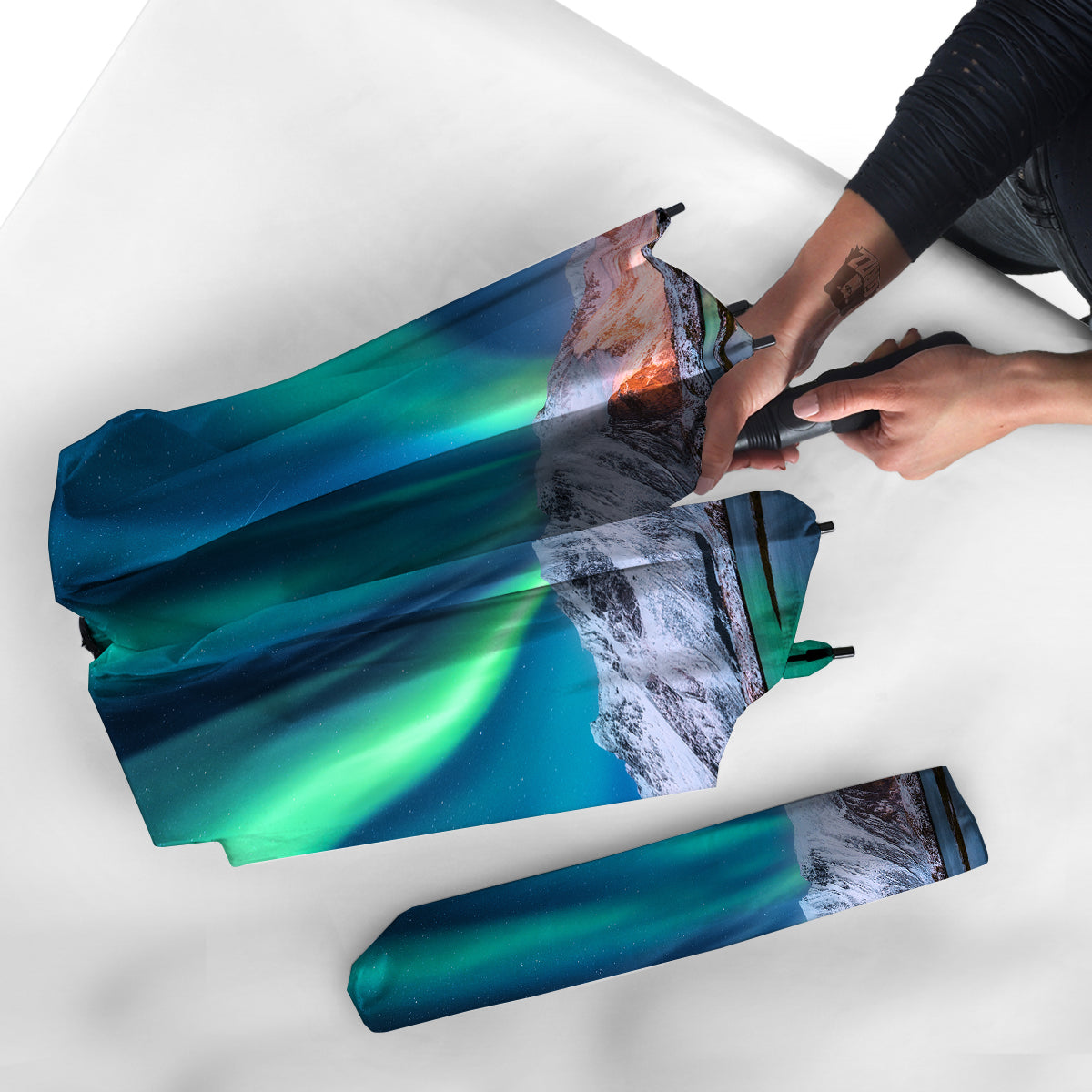 Aurora Green Northern Lights Print Umbrella-grizzshop