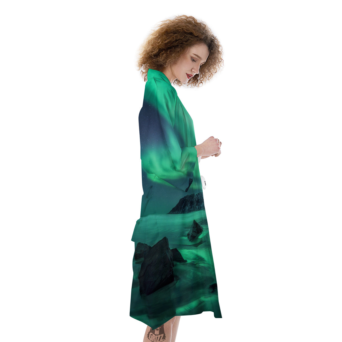 Aurora Northern Lights Print Kimono-grizzshop