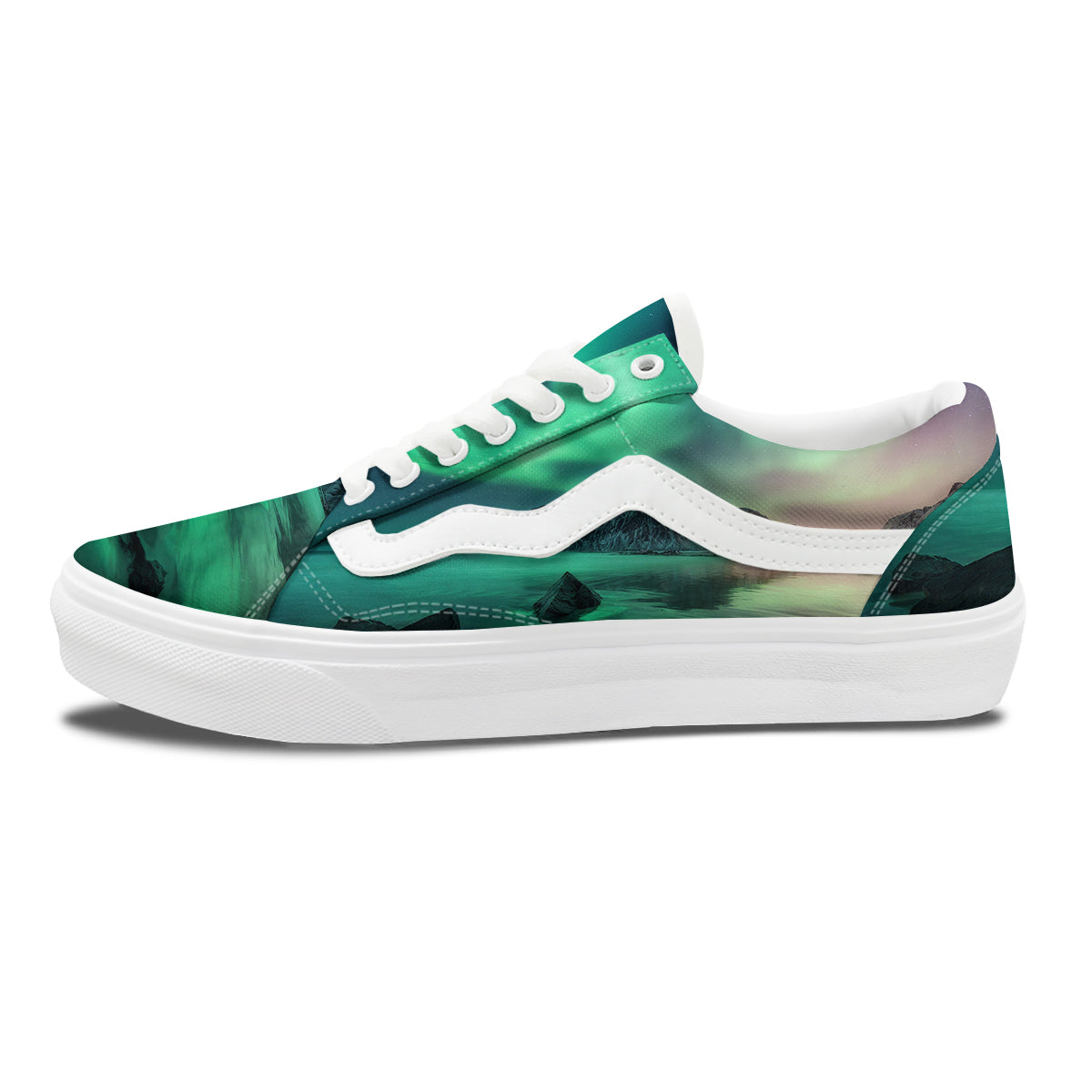 Aurora Northern Lights Print Skate Shoes-grizzshop