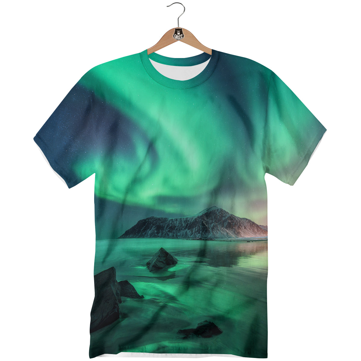 Aurora Northern Lights Print T-Shirt-grizzshop