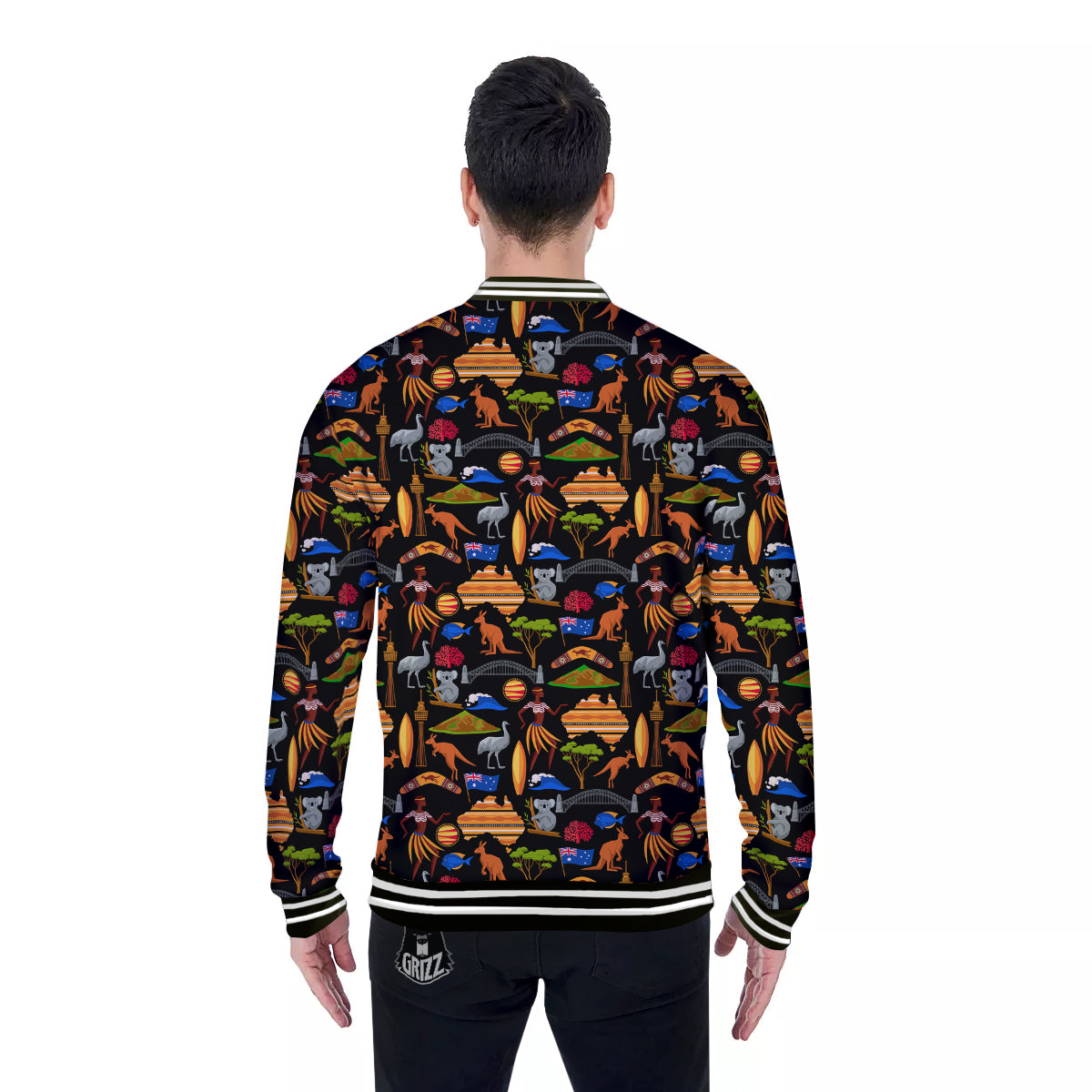 Australia Symbols Print Pattern Baseball Jacket-grizzshop