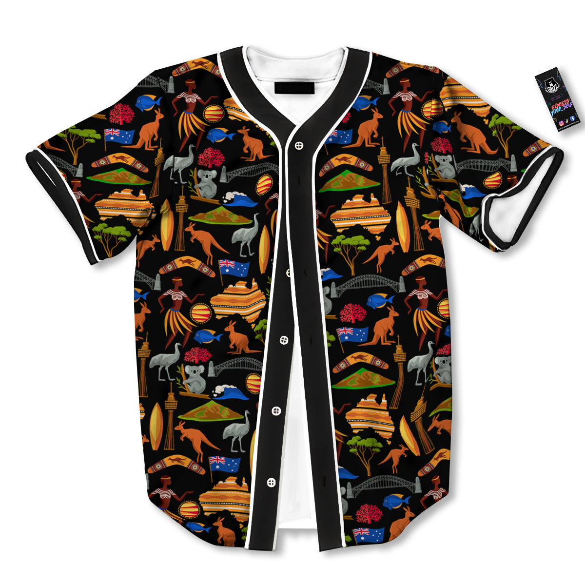 Australia Symbols Print Pattern Baseball Jersey-grizzshop