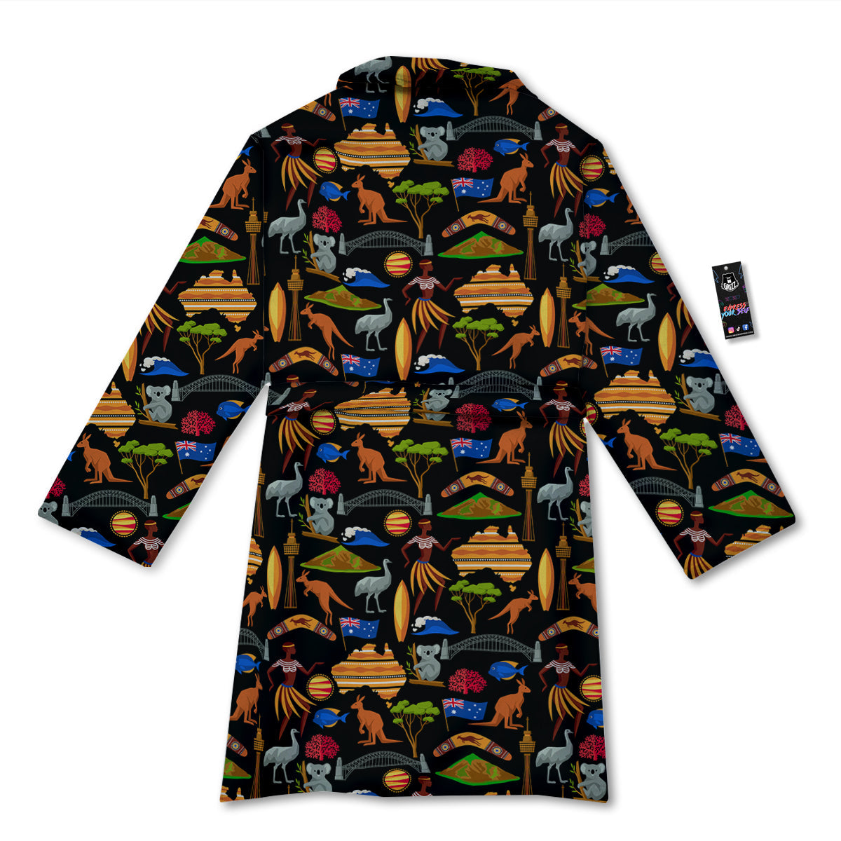Australia Symbols Print Pattern Bathrobe-grizzshop