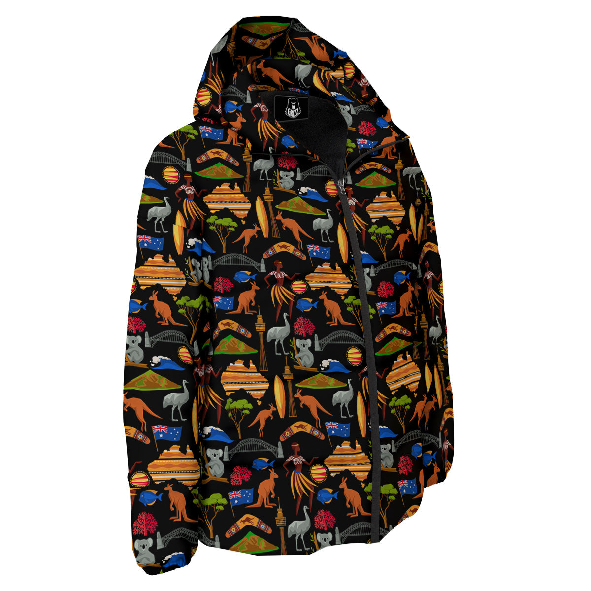 Australia Symbols Print Pattern Down Jacket-grizzshop
