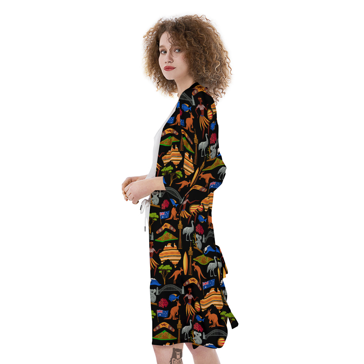 Australia Symbols Print Pattern Kimono-grizzshop