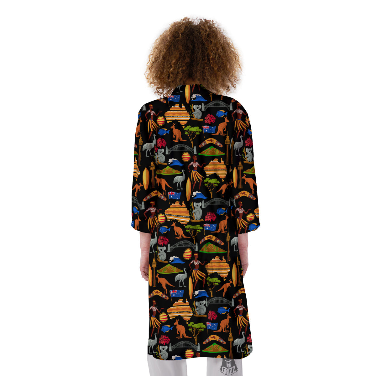Australia Symbols Print Pattern Kimono-grizzshop