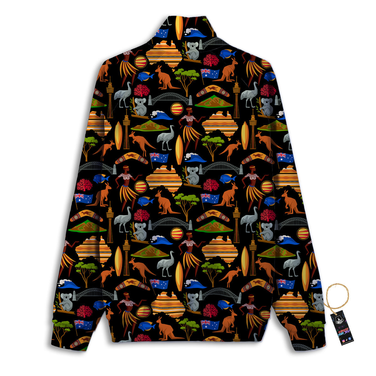 Australia Symbols Print Pattern Track Jacket-grizzshop