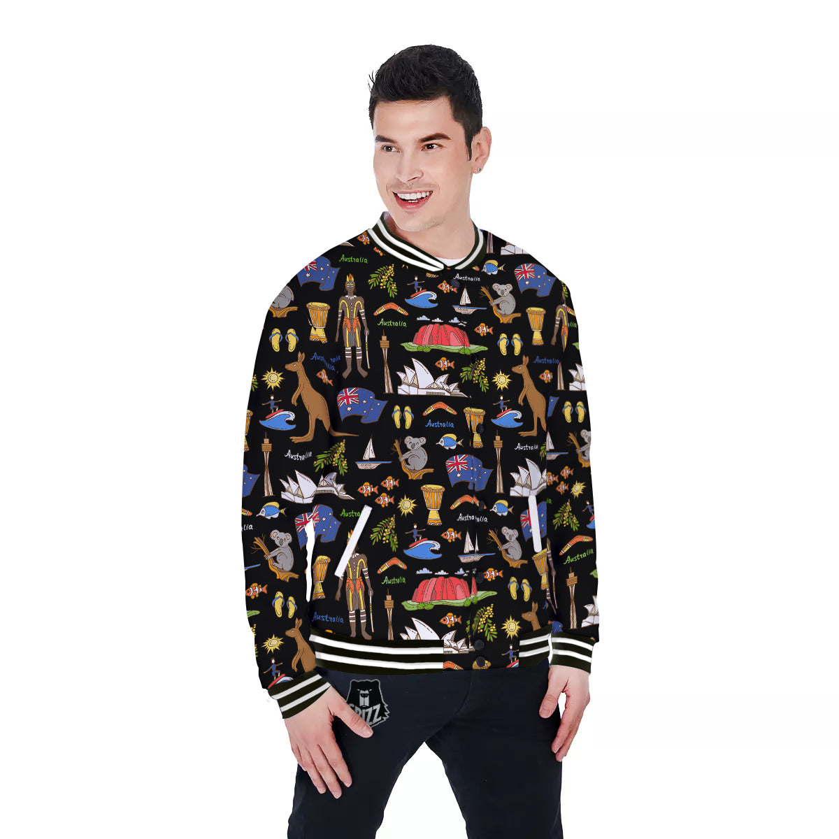 Australia Theme Print Pattern Baseball Jacket-grizzshop