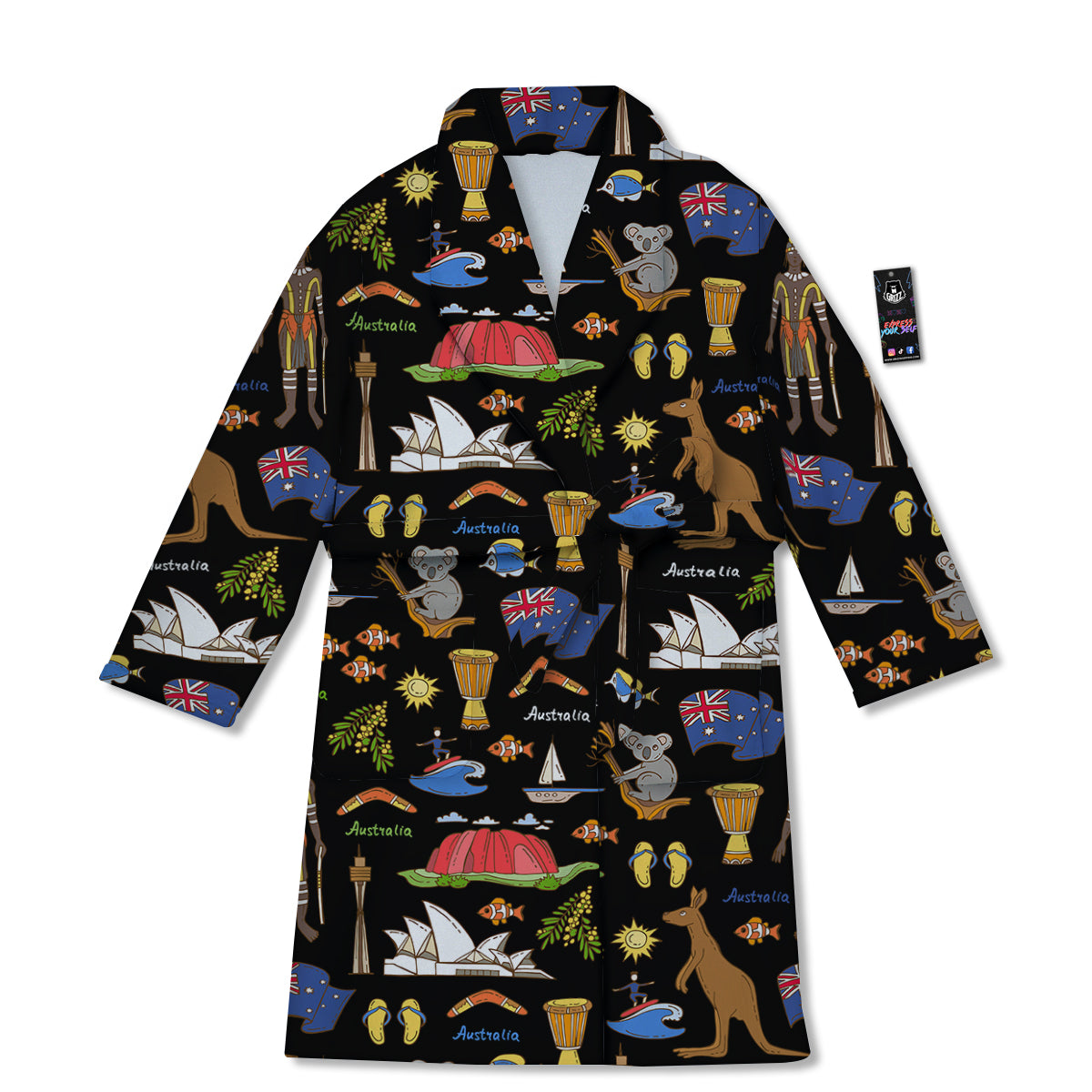 Australia Theme Print Pattern Bathrobe-grizzshop