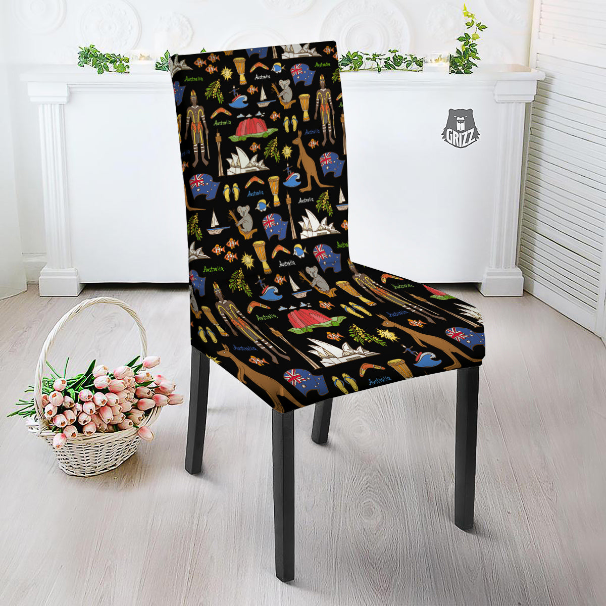 Australia Theme Print Pattern Dining Chair Slipcover-grizzshop