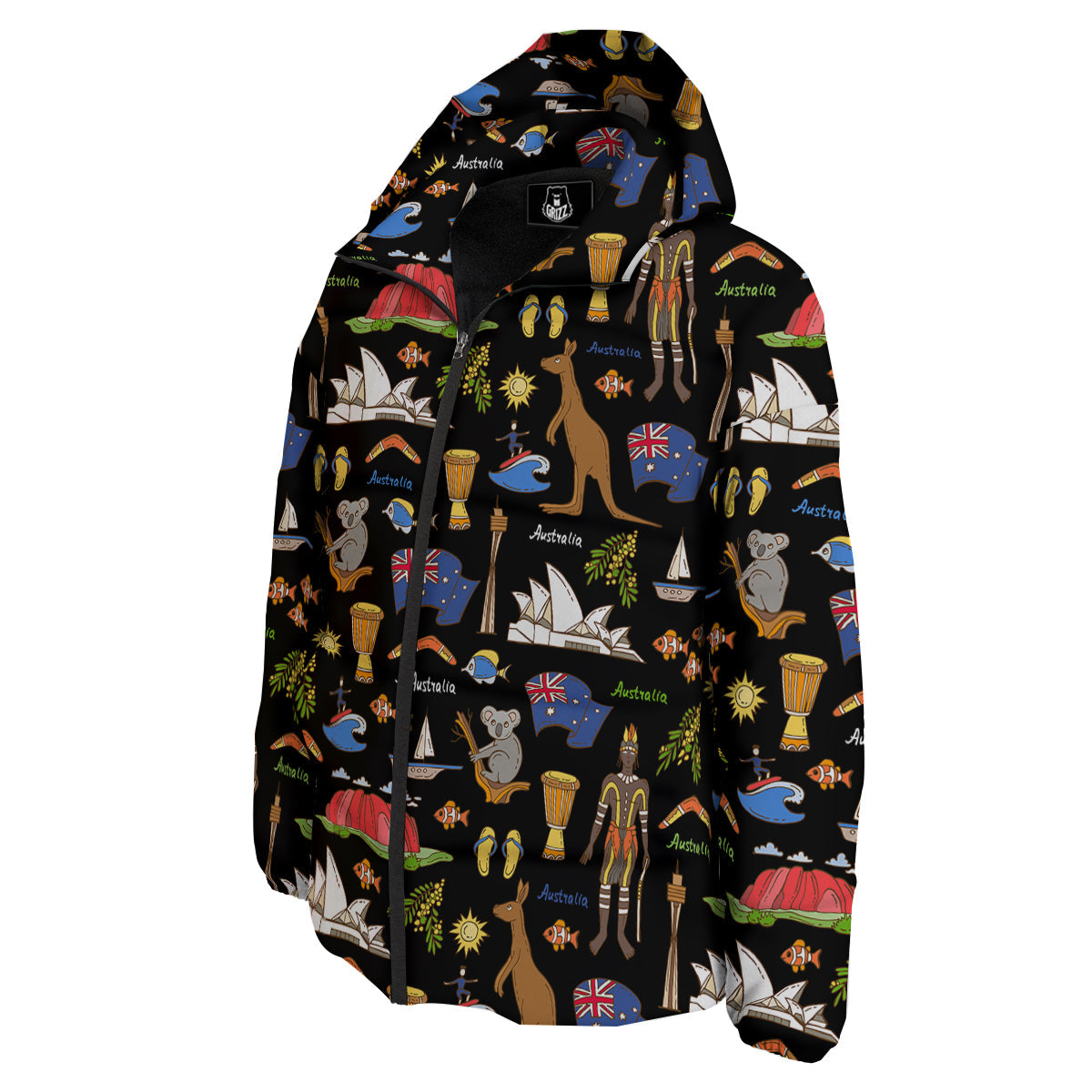Australia Theme Print Pattern Down Jacket-grizzshop