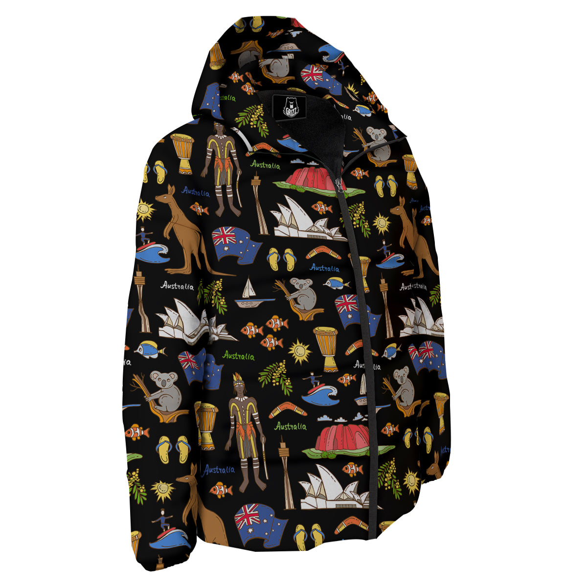 Australia Theme Print Pattern Down Jacket-grizzshop