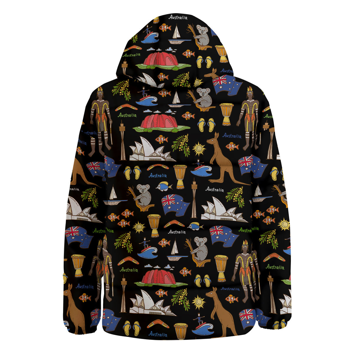 Australia Theme Print Pattern Down Jacket-grizzshop