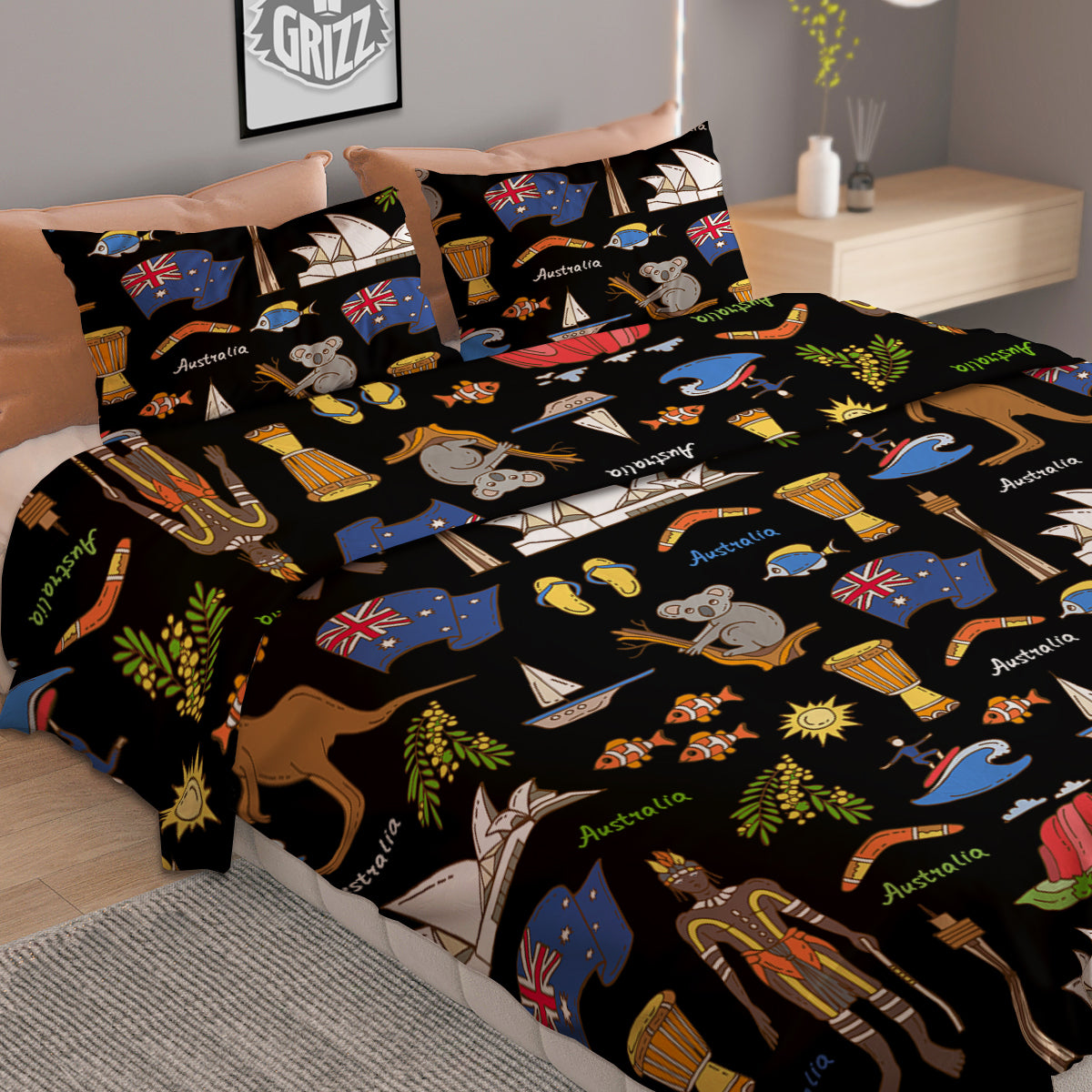 Australia Theme Print Pattern Duvet Cover Bedding Set-grizzshop