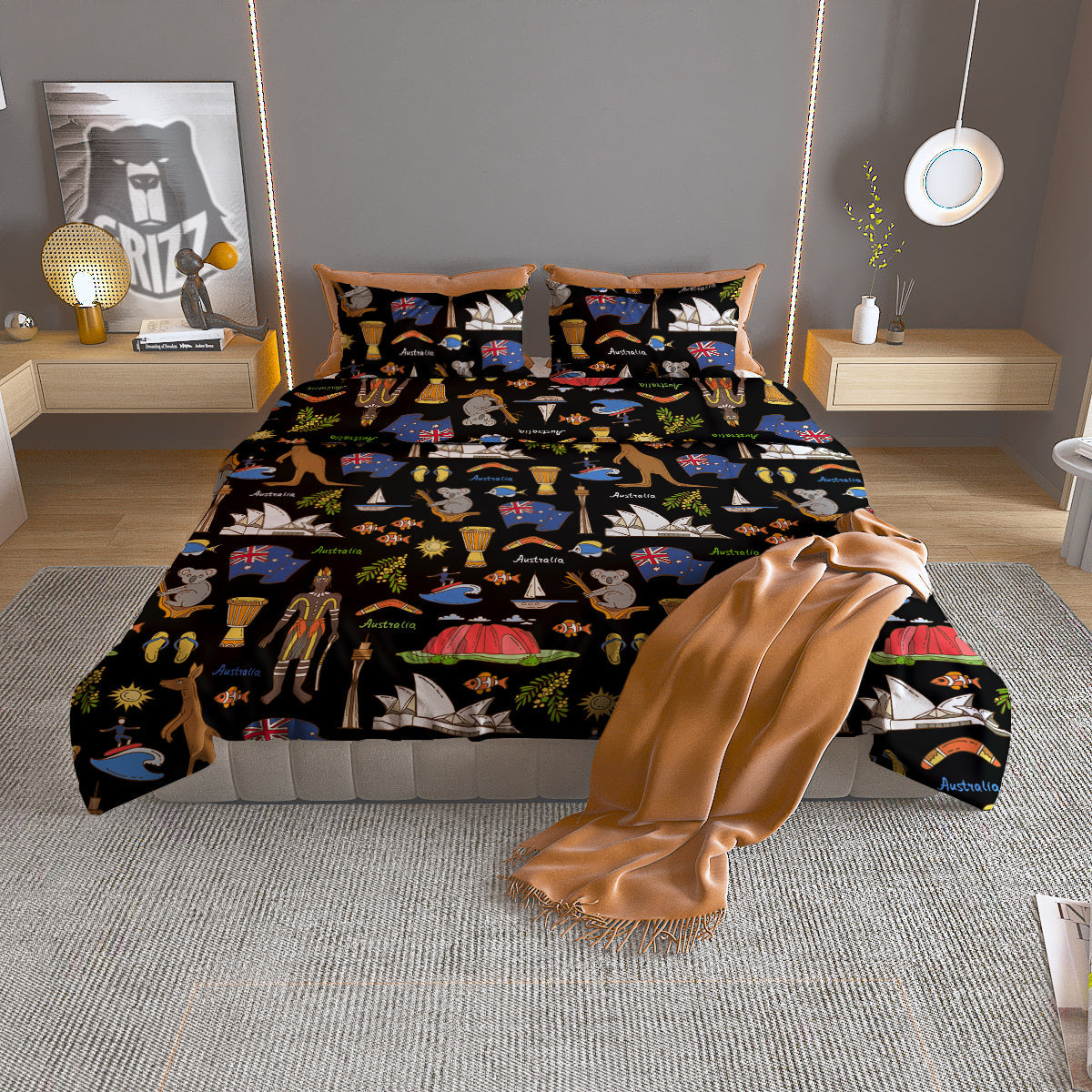 Australia Theme Print Pattern Duvet Cover Bedding Set-grizzshop