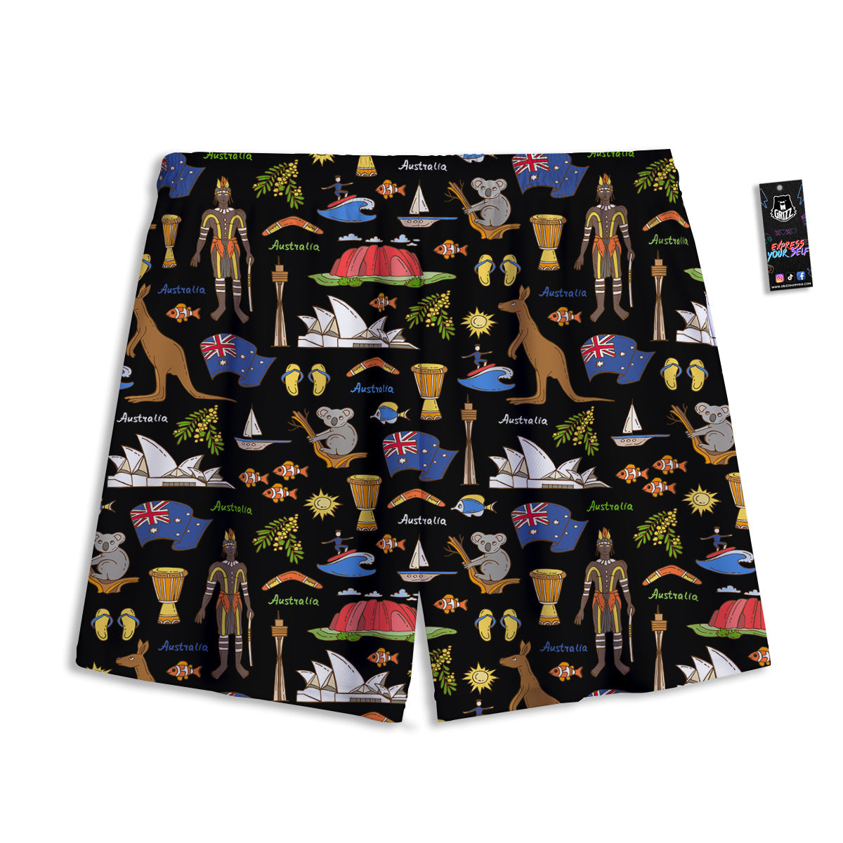Australia Theme Print Pattern Mesh Shorts-grizzshop