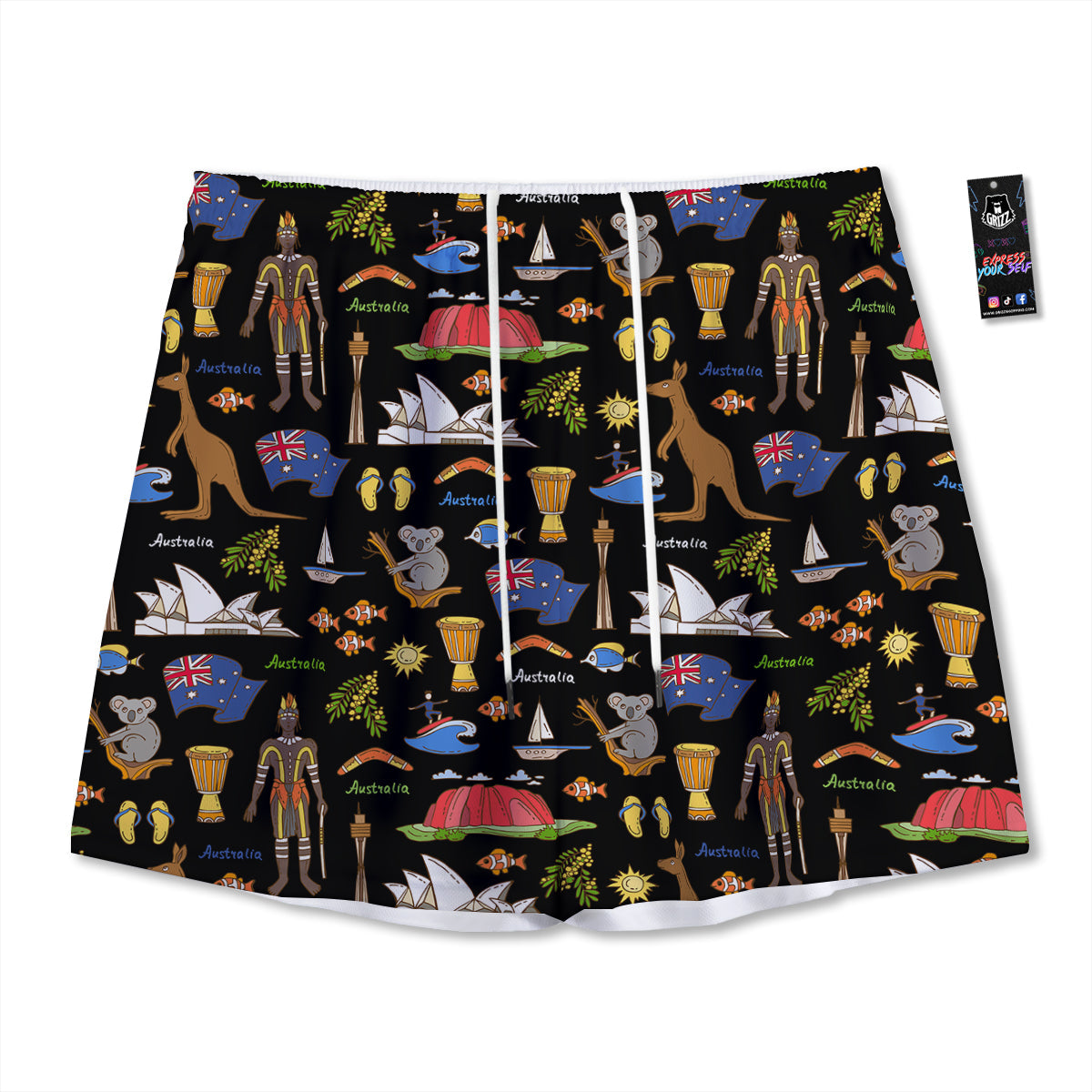 Australia Theme Print Pattern Mesh Shorts-grizzshop