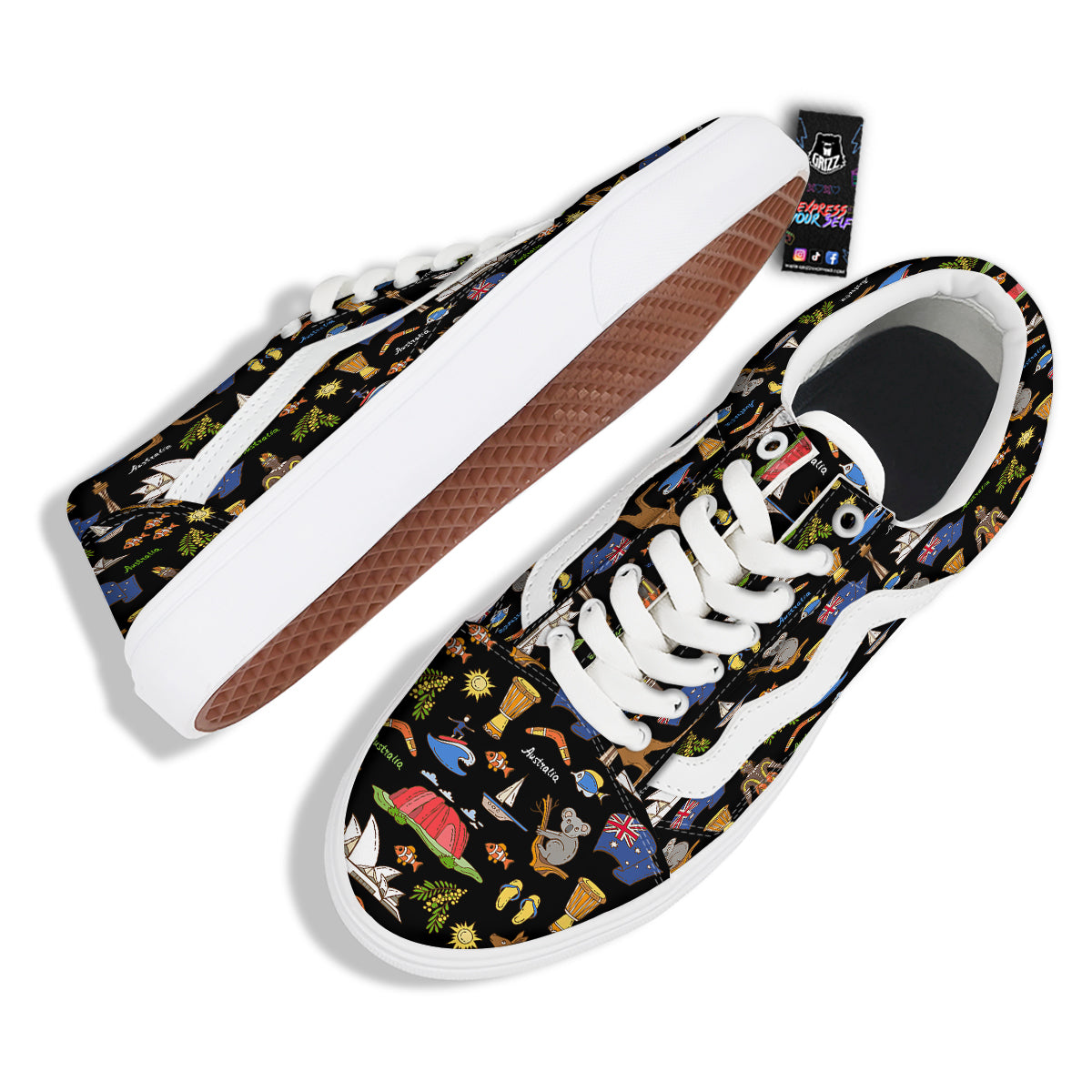 Australia Theme Print Pattern Skate Shoes-grizzshop