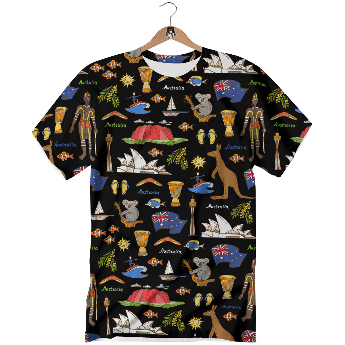 Australia Theme Print Pattern T-Shirt-grizzshop