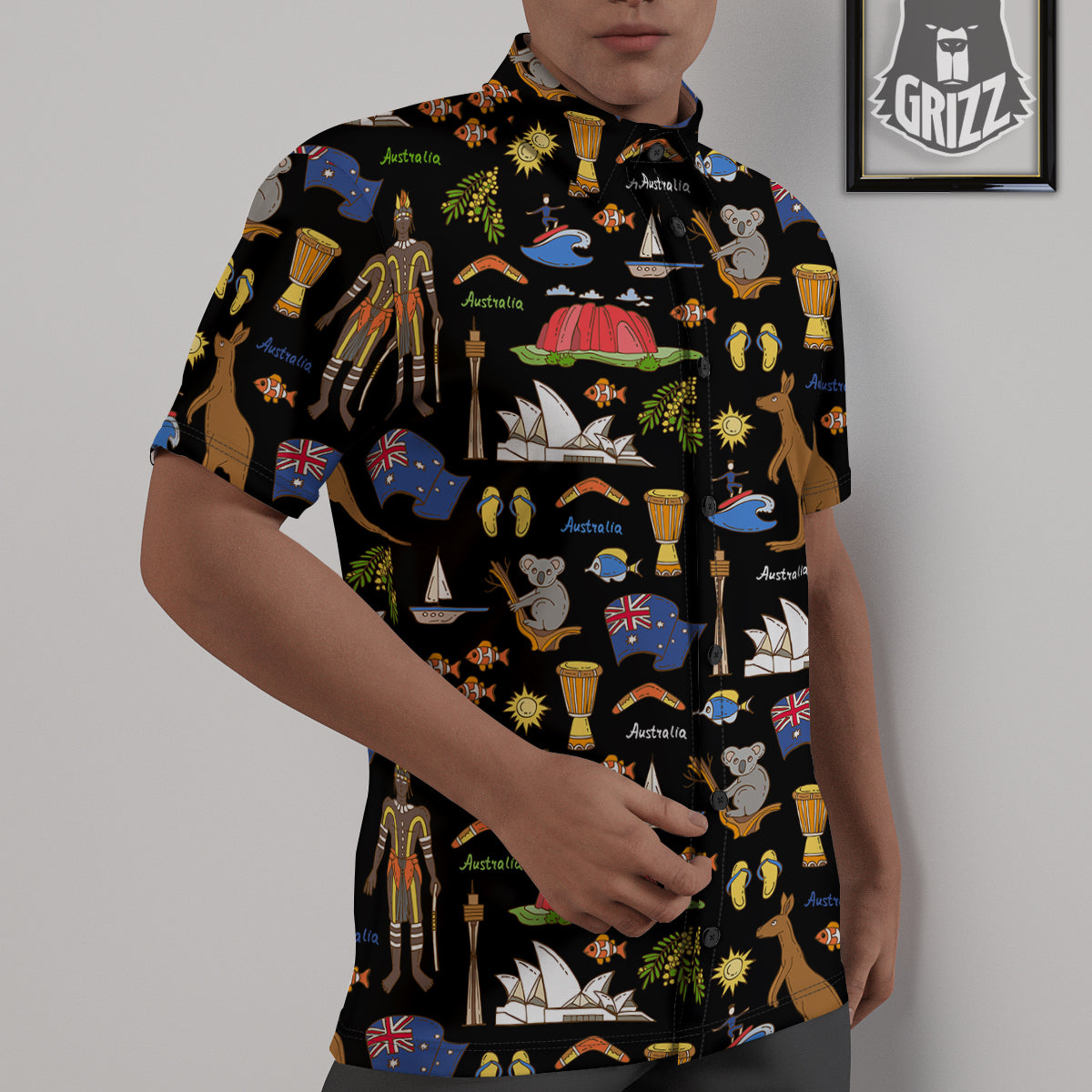 Australia Theme Print Pattern Untucked Shirts-grizzshop