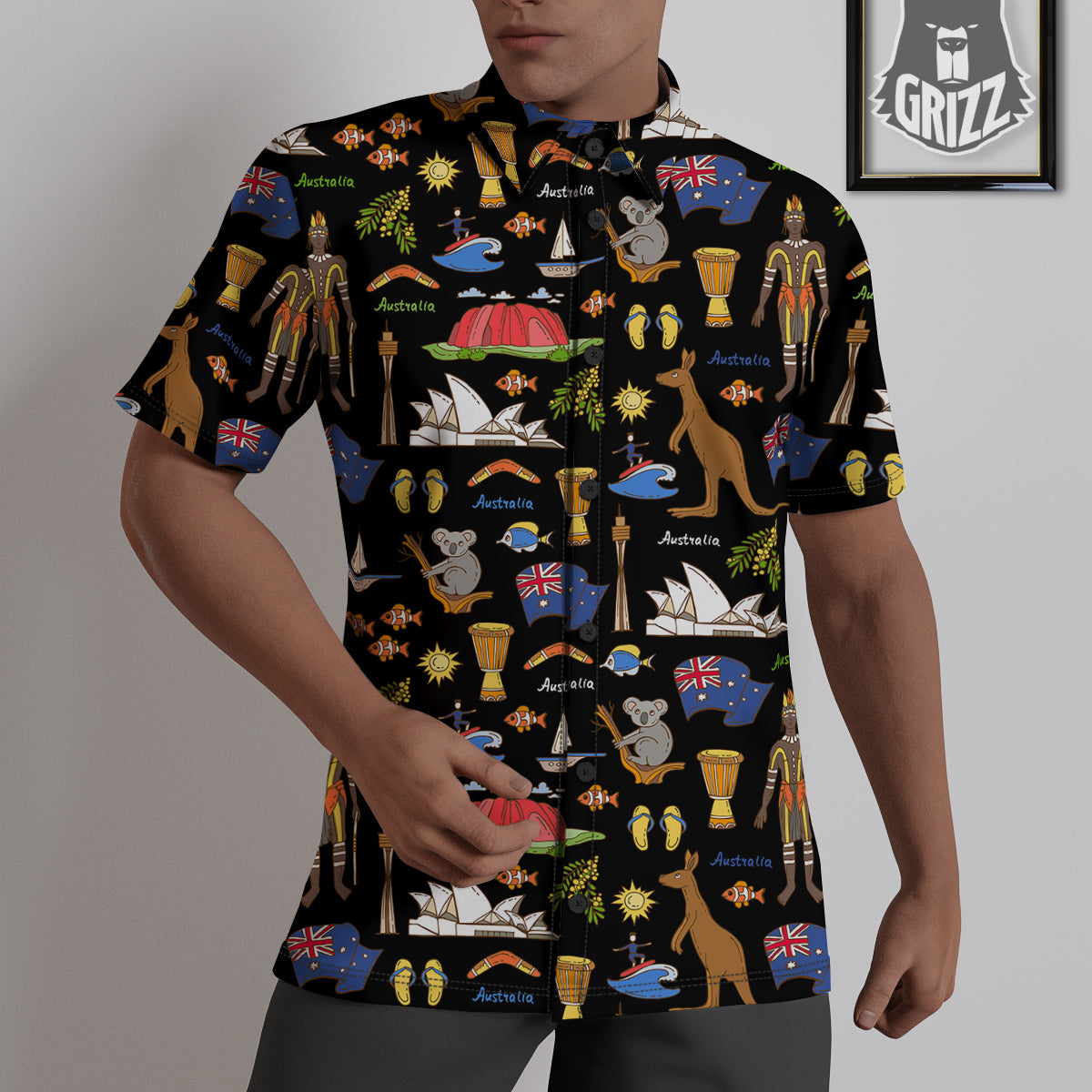 Australia Theme Print Pattern Untucked Shirts-grizzshop