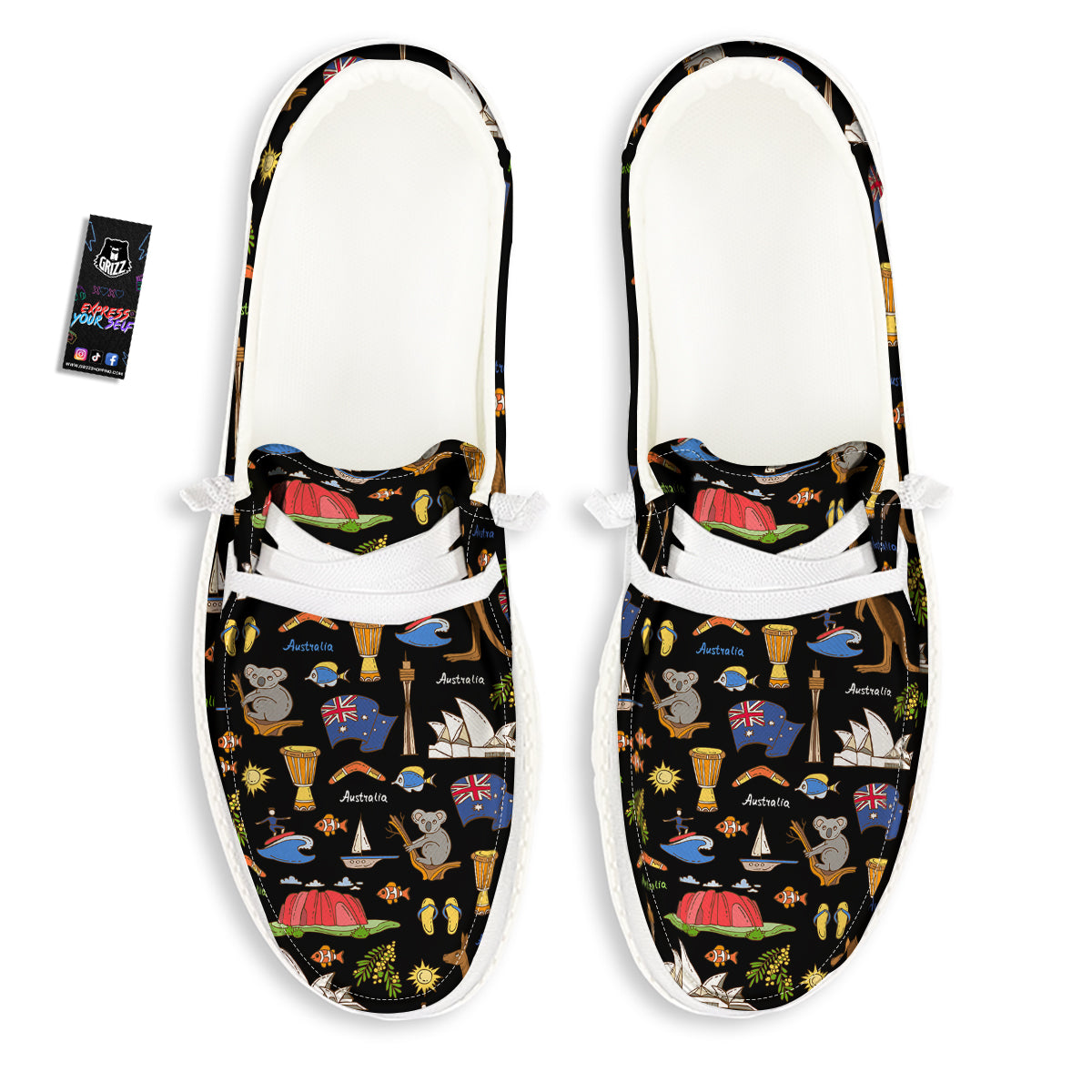 Australia Theme Print Pattern White Loafers-grizzshop