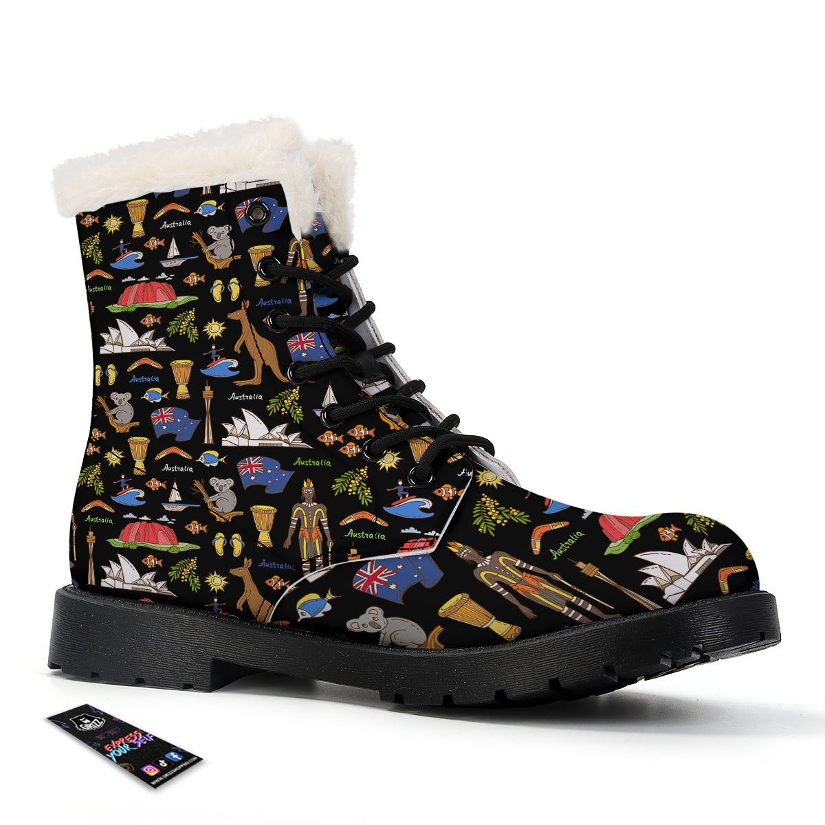 Australia Theme Print Pattern Winter Boots-grizzshop